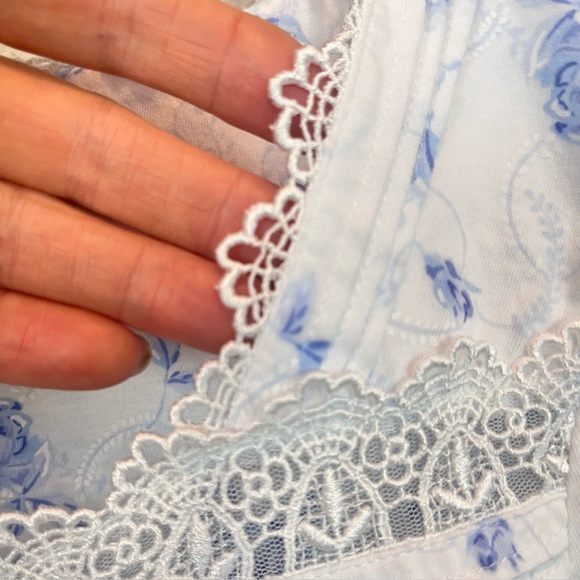 Eileen West Floral Lightweight Night Gown Sz S Romantic Cottagecore Prairie Lace - Picture 10 of 16